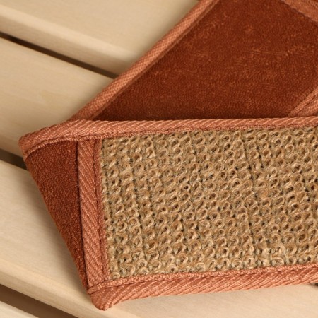 Warp from nettle (rami), tape with cotton segments with rope handles, 66*8.5 cm.-2