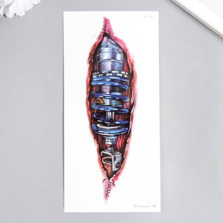 Tattoo on the body color "Cyborg wound" 10x21 cm