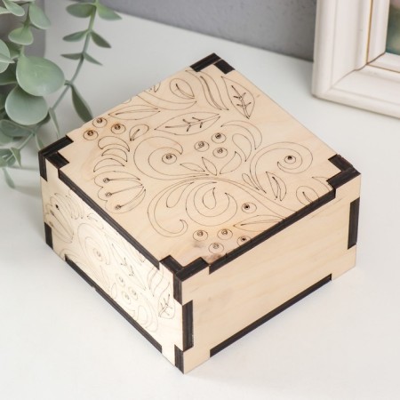 Casket for painting "curls" 10x10x6 cm, plywood 6mm-2