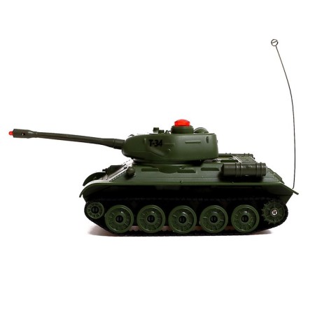 Radio controlled T34, works on the battery, light and sound, green color-1