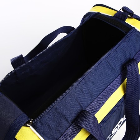 Sports bag with lightning, 3 outer pockets, long belt, blue/yellow color-2