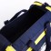 Sports bag with lightning, 3 outer pockets, long belt, blue/yellow color