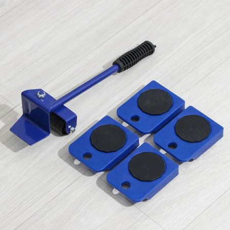 Set for moving furniture: jack, platforms on wheels, color mix-13