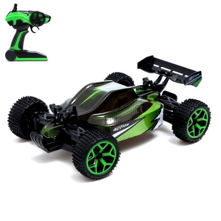 Radio controlled car "Baggi", scale 1:18, 4WD, 20 km/h, with a battery, green color