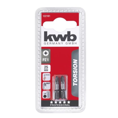 Bit KWB Torsion, PZ1, 25 mm, steel TQ60, 2 pcs-1