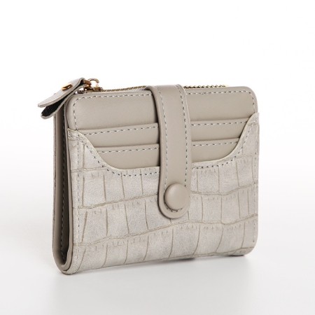 Women's wallet on the button, beige-gray color
