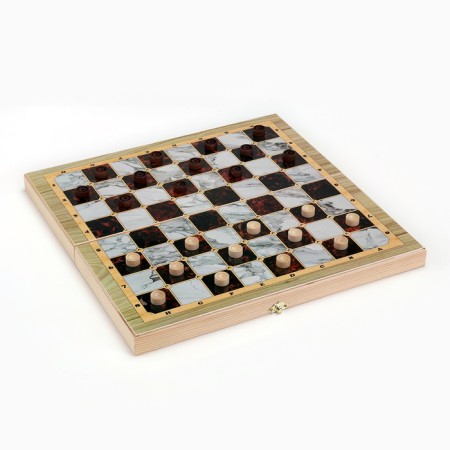 Board game 3 in 1 "Marble": chess, checkers, backgammon, woodboard 40 x 40 cm-3