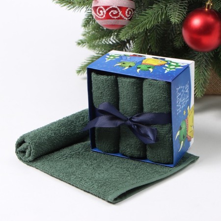Set of terry towels "Dragon" 30x30 cm - 3 pcs, cotton 340g/m2
