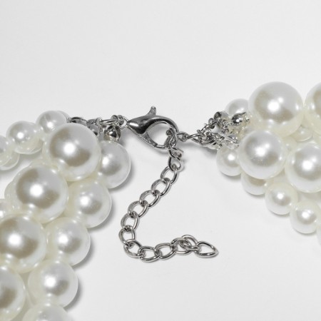 Beads "Pearl cascade", 5 threads, beads No. 8, 12, 14, milk color in silver, 70 cm-2