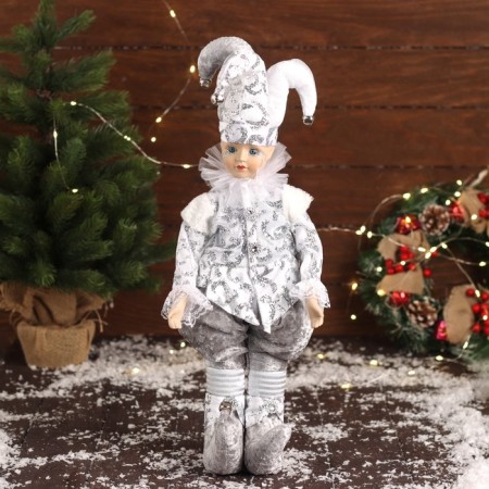 New Year's Jester "in a brilliant suit" moves, 48x16 cm, silver