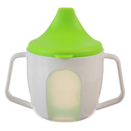 Drunker - a cup 2 in 1 children's training, solid nose, 150 ml., With handles, green color-1