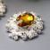 Decor for creativity Metal "Medallion Patal" Amber Crystal set 2 pcs 2.6x2.4 cm