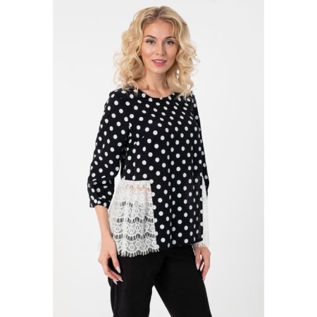 Female blouse, size 44, black color, white-3
