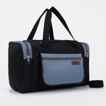 Sports bag with lightning, 3 outer pockets, black/gray color