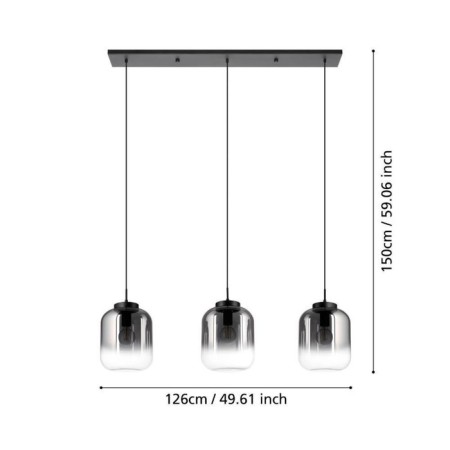 Bulciago E27, 3x40W chandelier-4