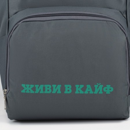 School textile Backpack “Live in a high”, with a pocket, 25x13x38, gray-5