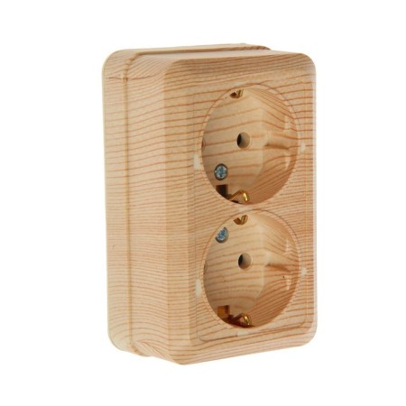 UNIVERSAL Olympus socket, 16 A, double, external, with salary, pine color