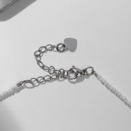Choker No. 2 "Mallorca" Pearl, white color in silver, 36 + 5 cm extension cord-1