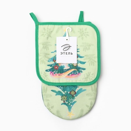Set of kitchen. Ethel Winter Story mittens 15x28cm, 19x19cm sever-4