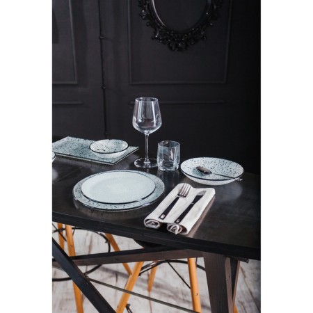 Black dining plate Magistro "marble", d = 20 cm, white color-3