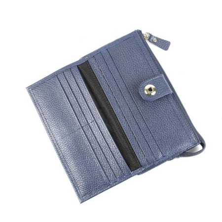 Wallet, magnet, 18 pockets, 1 department for trifles, n/k blue metallic-1