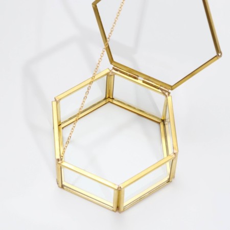 Casket for the rings "hexagon", 8x7x4 cm, glass-3