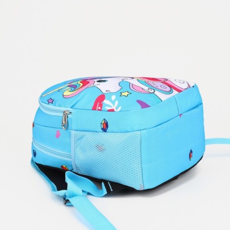 Baby backpack on lightning, external pocket, blue color-2