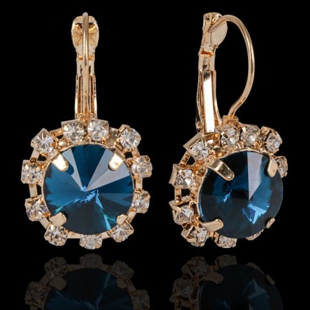 Earrings with rhinestones "Circle" party, large, color mix-3