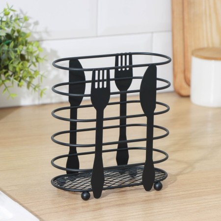 Drywall for cutlery of the share, 16 × 16.4 × 7.5 cm, black color-1