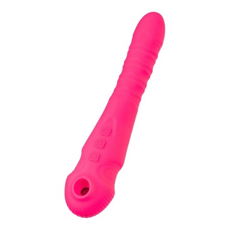Jos Cotox vibrator with vacuum stimulation, 23 cm, silicone, pink color-5