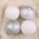Set of balls plastic D-8 cm, 6 pcs "Frosty patterns" silver-white
