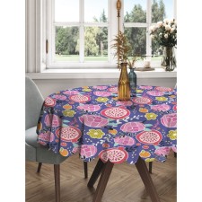 Grenade and flowers, round, Saten, d = 150 cm on the table