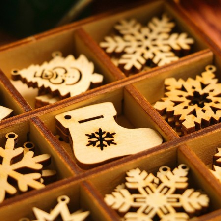 A set of blanks for creativity "Snowflakes and toys", 9 types, 27 pcs 3x3 cm size-1