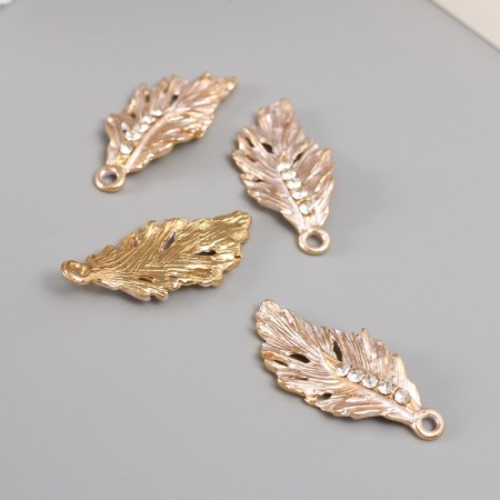 Decor for creativity metal, rhinestones "Palm sheet" 3x1.5 cm