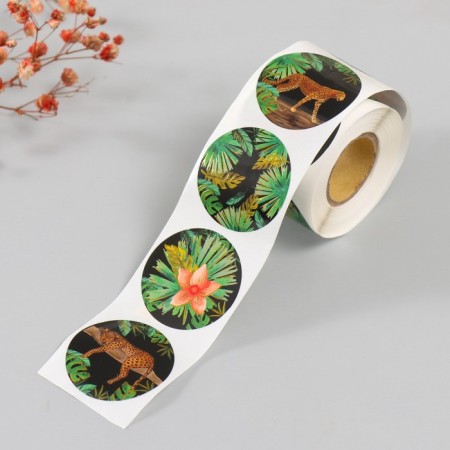 Stick Paper "Cheetah" embossing gold d = 3.8 cm 252 pcs in roll-1