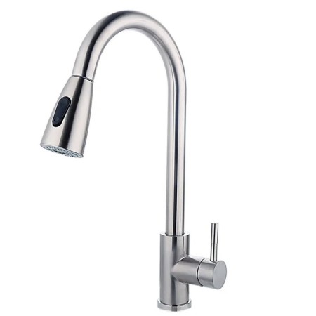 Fashun A56109 kitchen mixer, one -leaf, with retractable watering can, stainless steel, satin