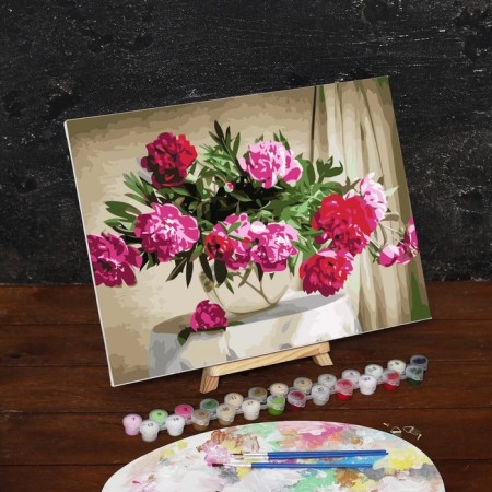 Picture on numbers on a canvas with a subframe "Bouquet in a glass vase", 40x30 cm-2