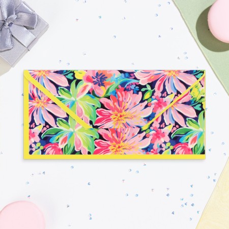 Money envelope "Universal" bright flowers, 16.5 x 8 cm-1