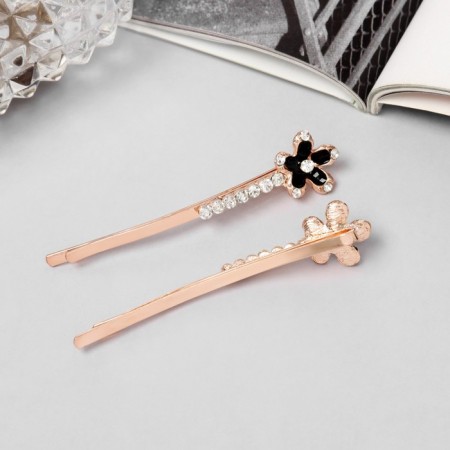 Invisibility for hair "Freya" (set 2 pcs) flower, 6 cm, pink gold-1