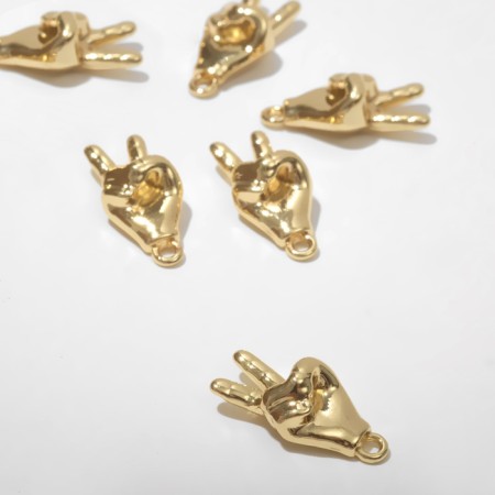 Suspension "Hand" Peace, set 10 pcs., Color gold