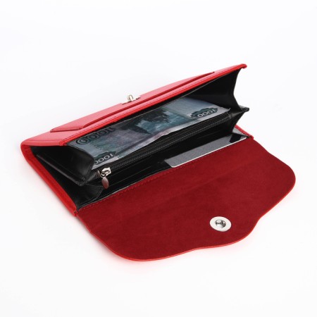Women's wallet on magnet, red color-3