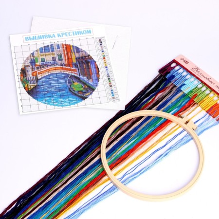 Embroidery on the hoop "Venice", 20 x 20 cm, a set for creativity-2