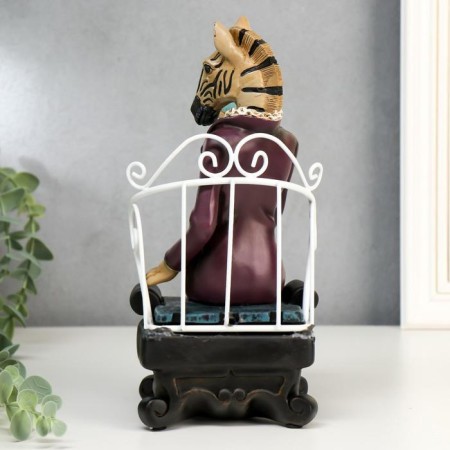 Polystone souvenir "Zebra with a glass in an armchair" 25x12x15 cm-2