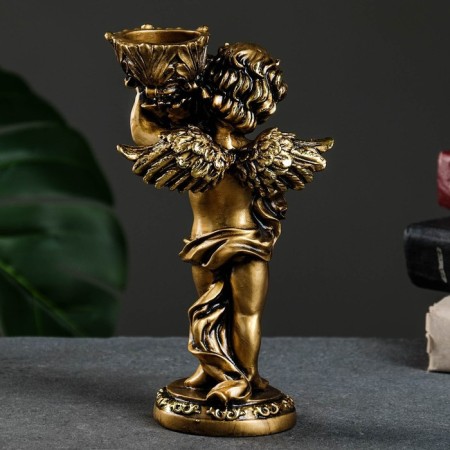 The candlestick "Angel" in the left hand, gold, 14x8x22 cm, for a candle d = 4 cm-3