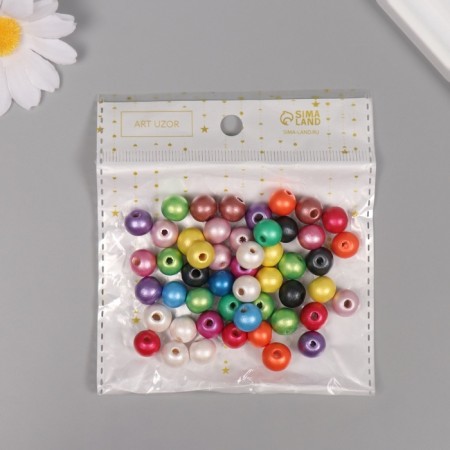 Beads for creativity wood "metallic" set 50 pcs 1x1x1 cm-2
