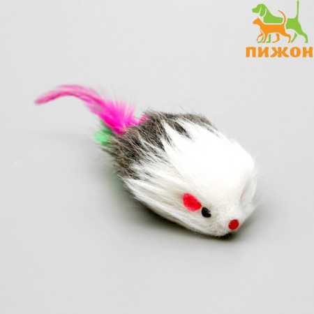Fur "fluffy" with feathers 7.5 cm, mix of flowers