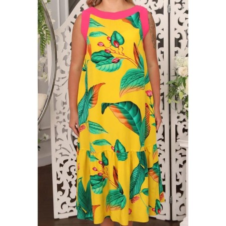 Sarafan female, size 52, yellow color-7