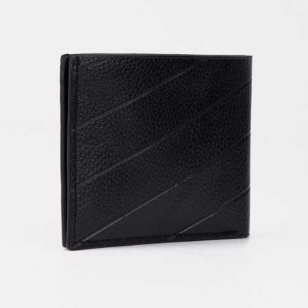 Male purse without fastener, department for bills, for maps, for coins, black color-1