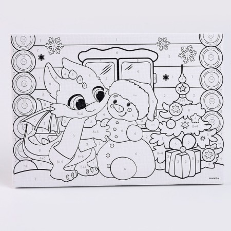 Picture on the numbers "Dragon and Snowman", 21 x 15 cm-3