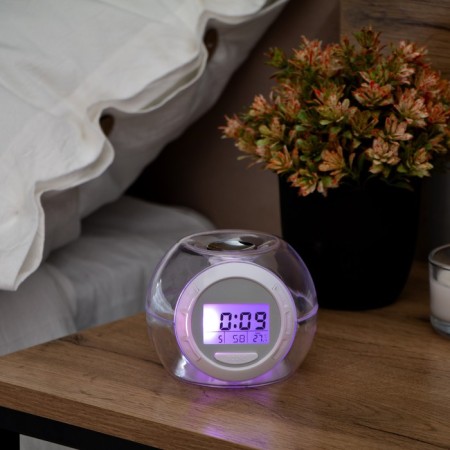 Luazon LB-06 alarm clock, 7 display colors, 6 melodies, transparent